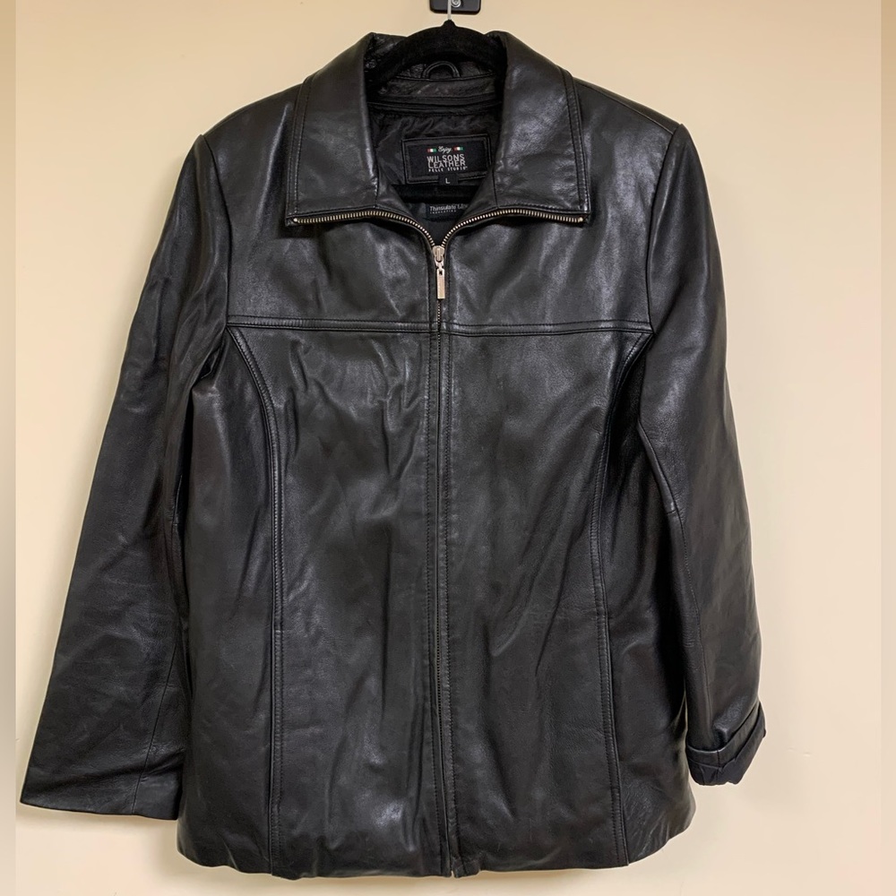 Wilsons Leather Thinsulate Black Leather Jacket  Size Large - FREE SHIPPING
